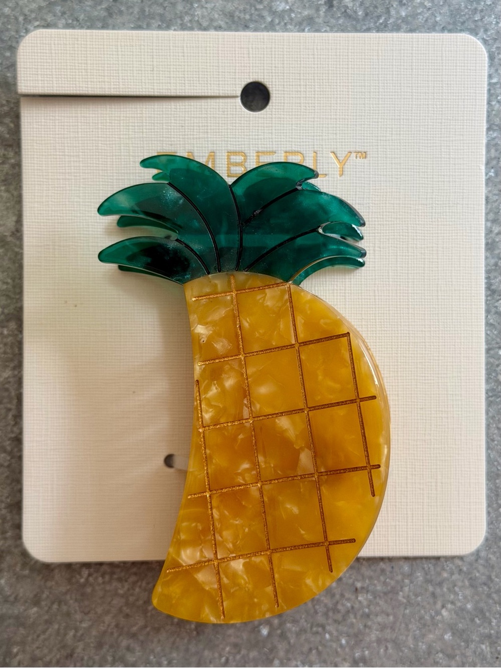 Emberly Pineapple Hair Claw Clip Yellow Green Tropical Fruit Resort Dopamine NWT